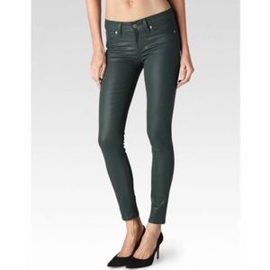 Paige Verdugo Silk Skinny Jeans -  Forest Green